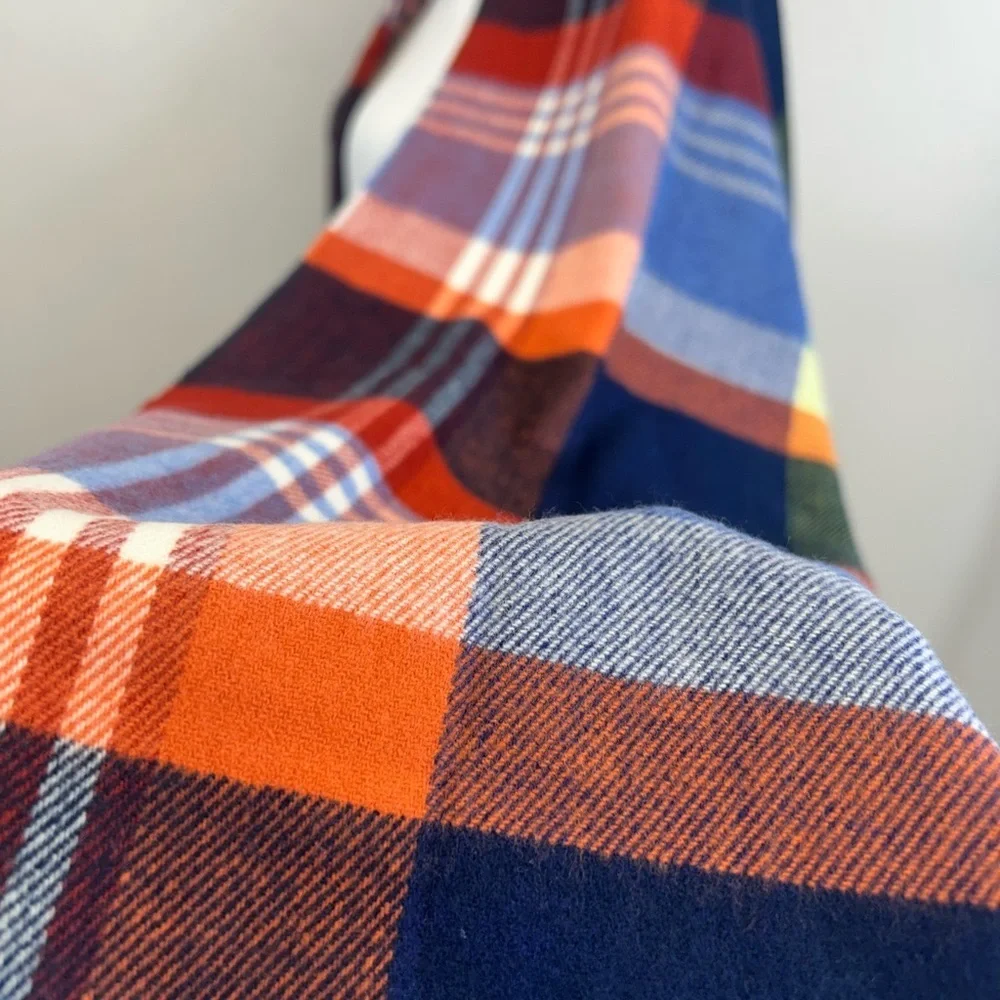 Italy Design Cashmere Blend Colorful Plaid Scarf Fringe Soft Heritage Classic